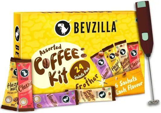 Bevzilla Instant Coffee Powder - 60 Sachets Box, Makes Premium Cups, 15 Sachet Each Instant Coffee  (60 x 2 g, Assorted Flavoured)