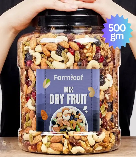 FarmLeaf Mix Dry Fruit | Panchmeva | 500gm | A+ Almonds, Cashews, Raisins, Dry Dates, Apricots, Assorted Fruits & Nuts  (1 x 500 g)