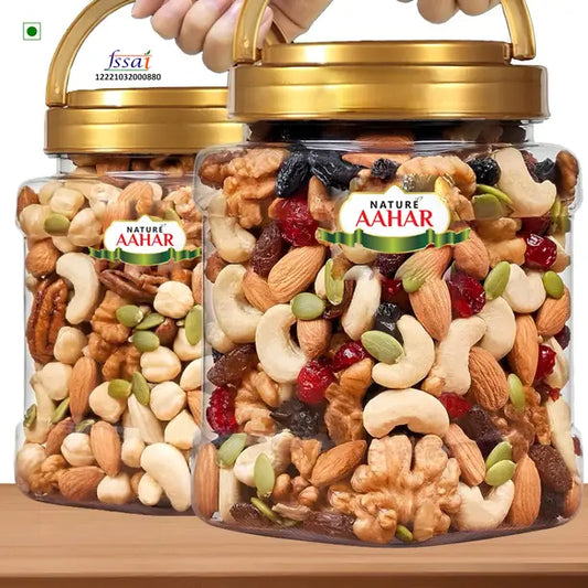 Nature Aahar Mix Dry Fruit | Panchmeva | 500gm | JAR | Almonds, Cashews, Raisins, Pistachios, Dry Dates, Figs, Assorted Fruits & Nuts  (1 x 500 g)