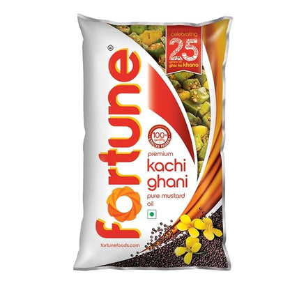 Fortune Premium Kachi Ghani Pure Mustard Oil, 1 ltr pouch