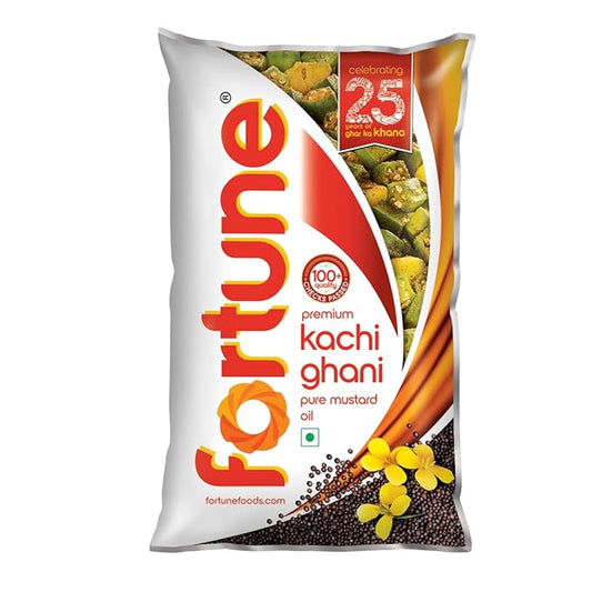 Fortune Premium Kachi Ghani Pure Mustard Oil, 1 ltr pouch