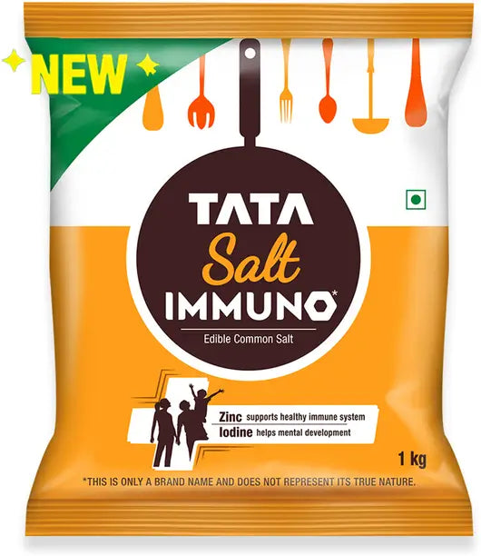 Tata Salt Immuno, Goodness of Zinc & Iodine, Zinc Helps Support Immunity Iodized Salt  (1 kg)