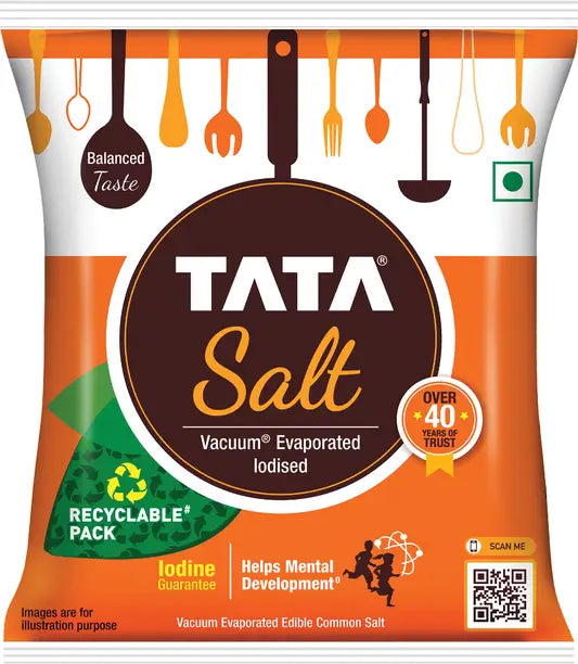 Tata Salt Free Flowing and Iodised Namak, Vacuum Evaporated Iodized Salt  (1 kg)