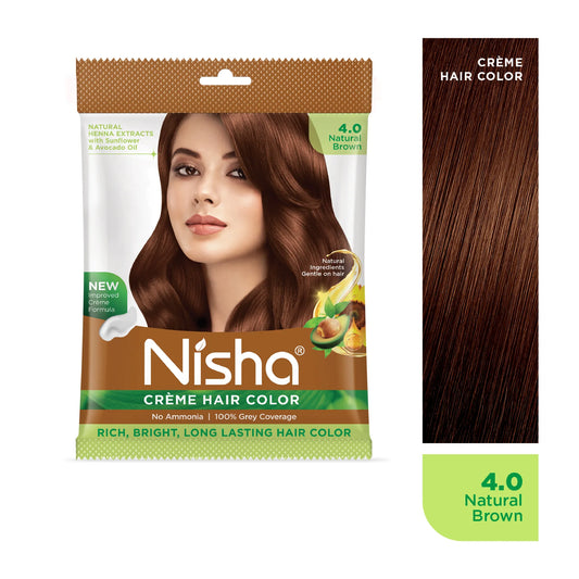 Nisha Crème Hair Color (Natural Brown variants)
Pack of 2
