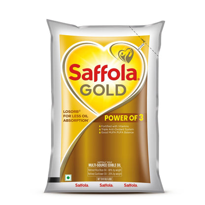 Saffola Gold Oil 1 Litre Poly Pouch