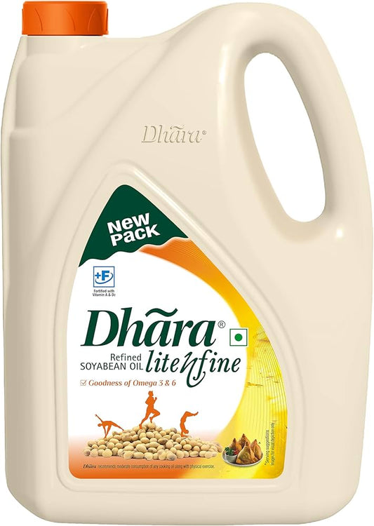 Dhara Refined Soyabean Oil 5 Litre Jar