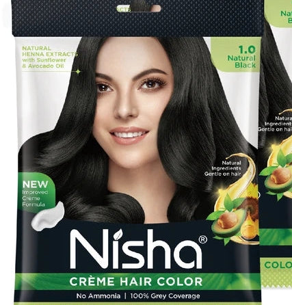 Nisha Crème Hair Color (Natural Black )
Pack of 2
